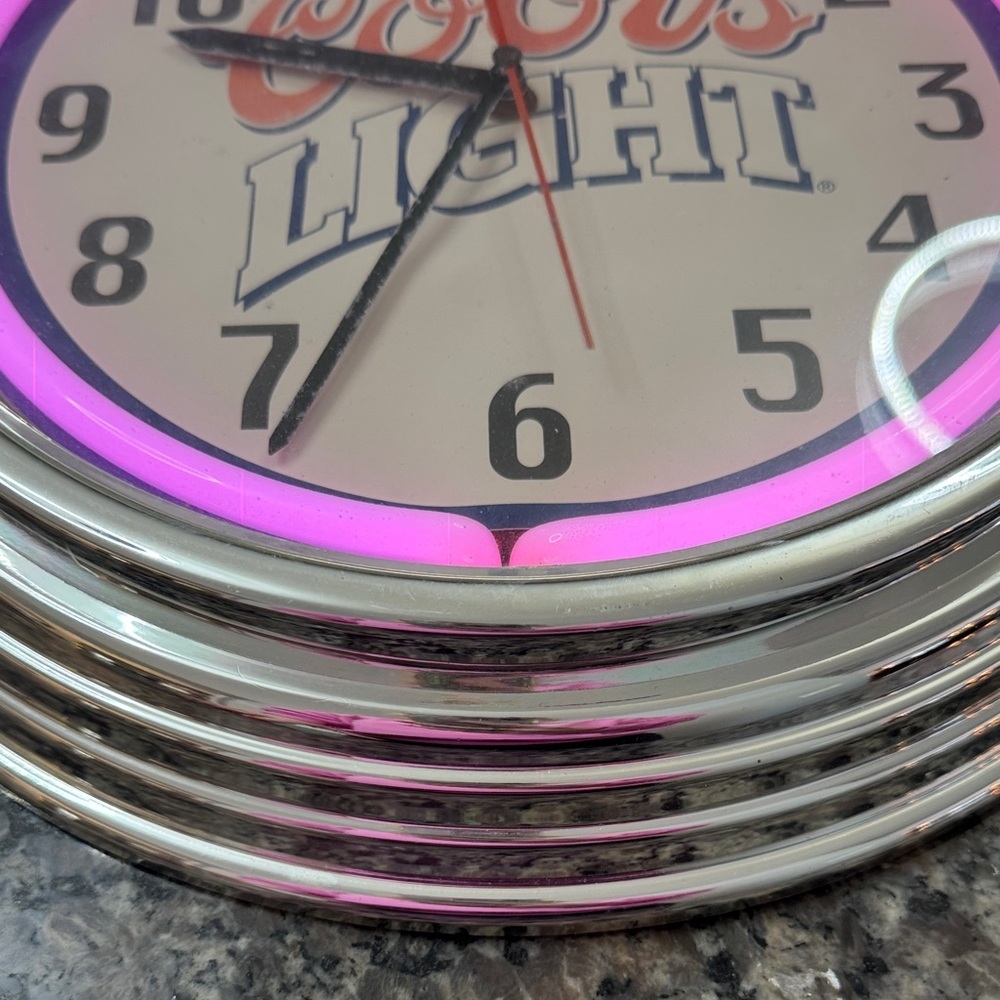Coors light beer neon light Wall Clock Silver Accents - Picture 8 of 12